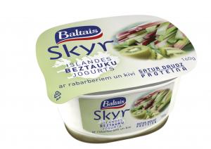 Skyr yogurt with rhubarb and kiwi